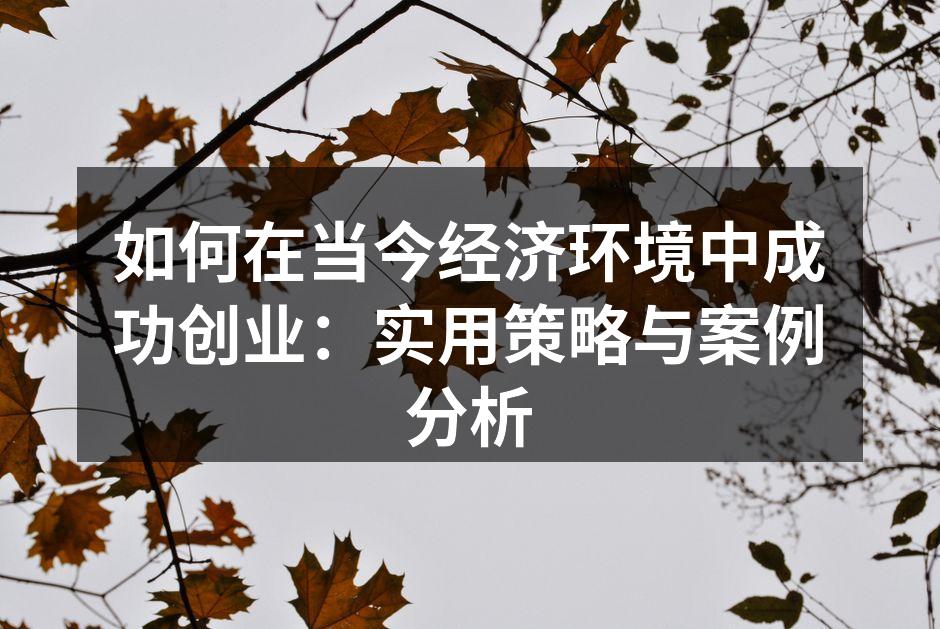 如何在当今经济环境中成功创业：实用策略与案例分析